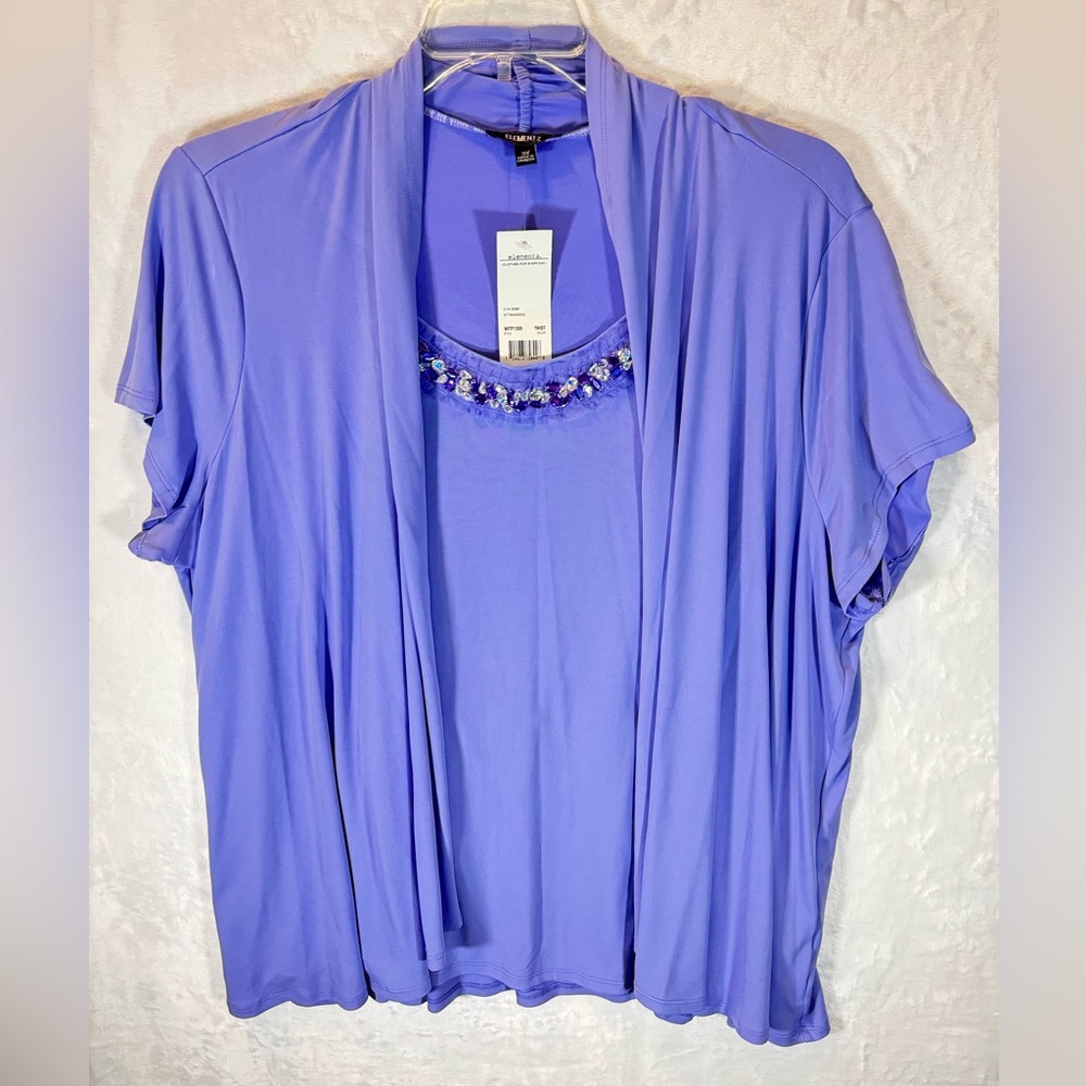 NWT Elementz Womens Embellished Cardigan Top Plus Size 3X Business Casual Top